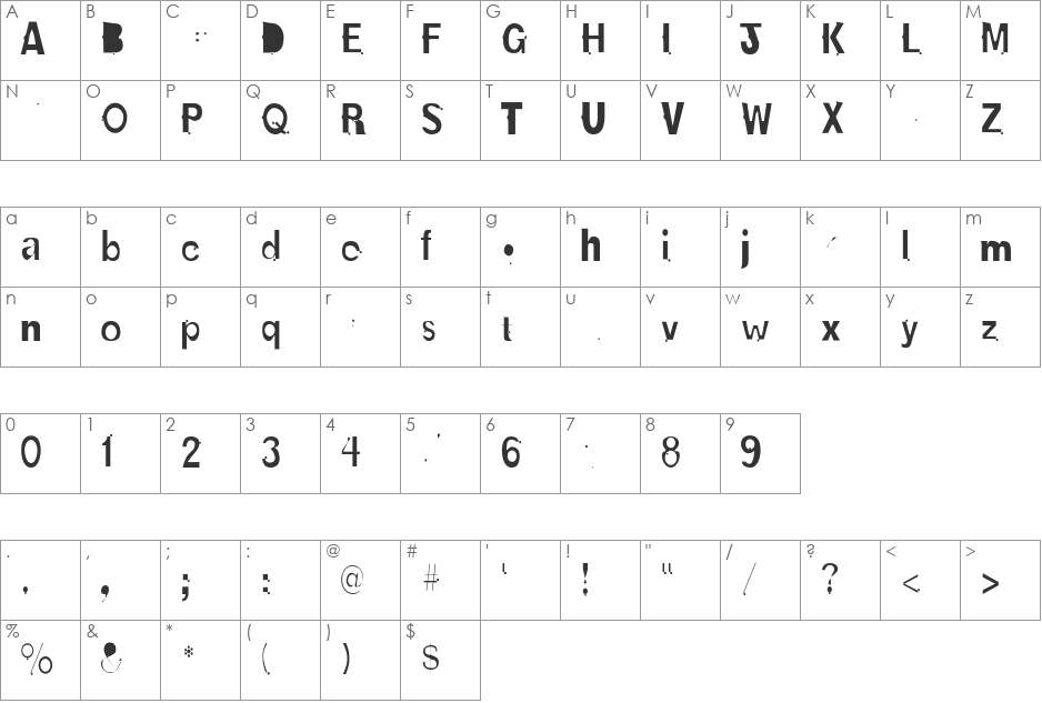 OldBold-Light font character map preview