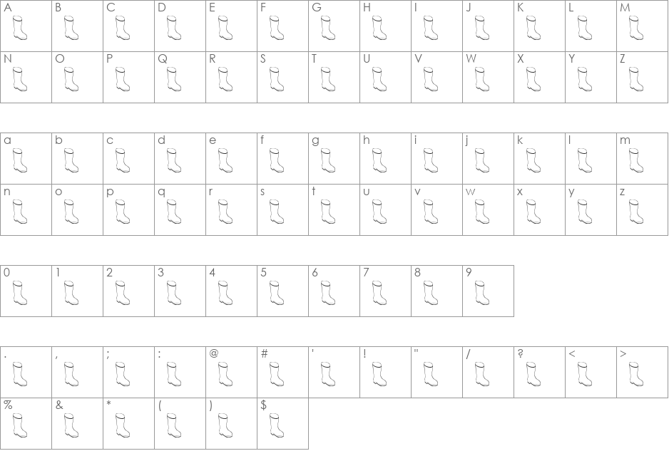OldBootBase font character map preview
