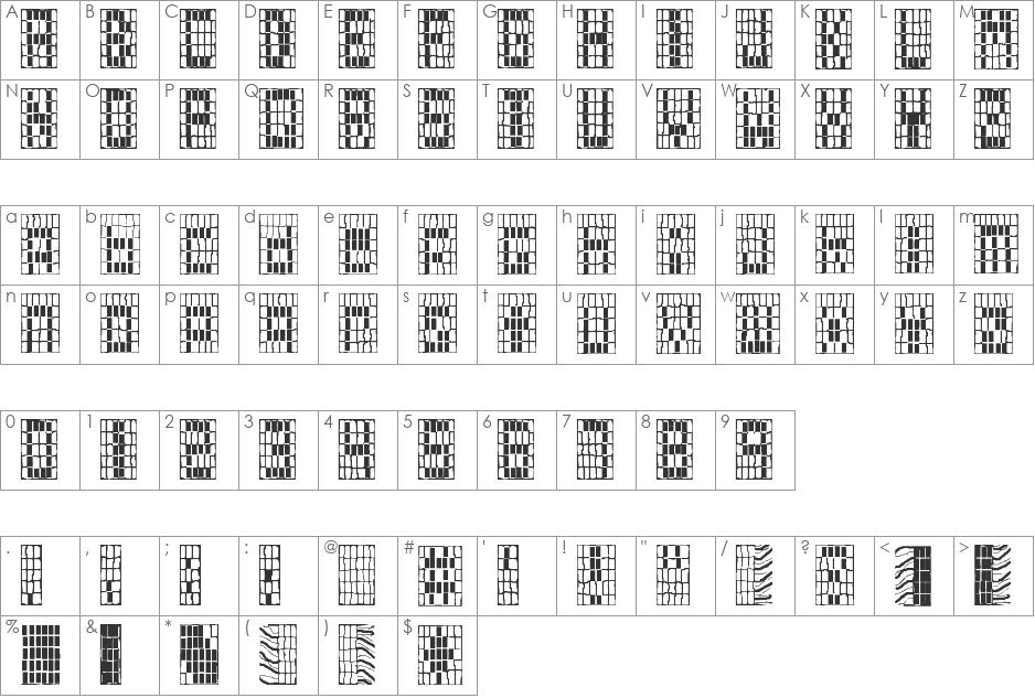 Olde Wampum Belt font character map preview