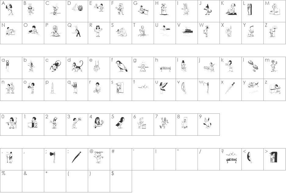 OldEgyptOne font character map preview