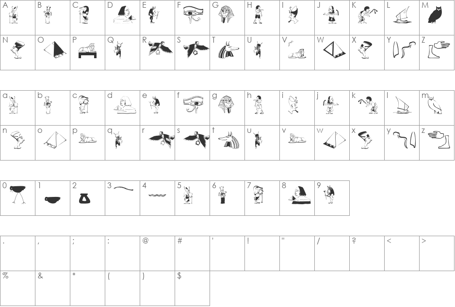 OldEgyptTwo font character map preview