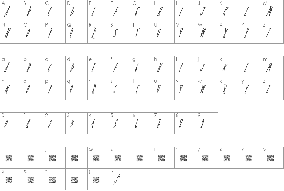 OldenTimes font character map preview