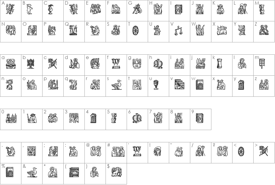 OldFarmersCalendarBats02 font character map preview