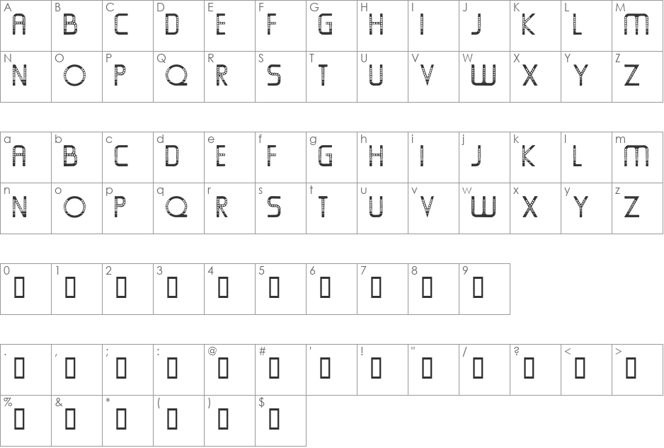 OldFolksShuffle font character map preview