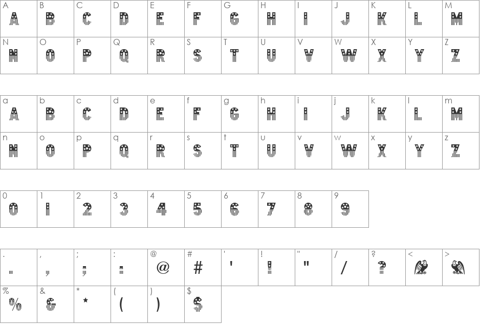 OldGlory font character map preview