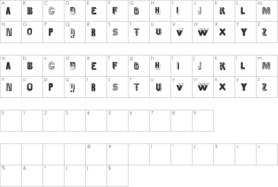 OldiesButGoodies font character map preview