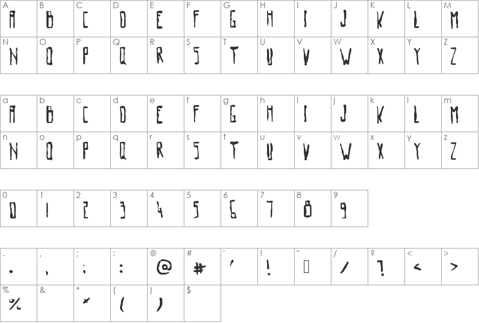 OldMovie font character map preview