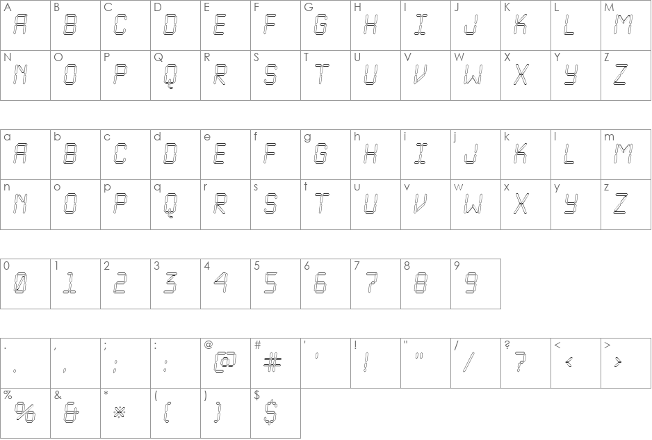 a_LCDNovaOtlObl font character map preview