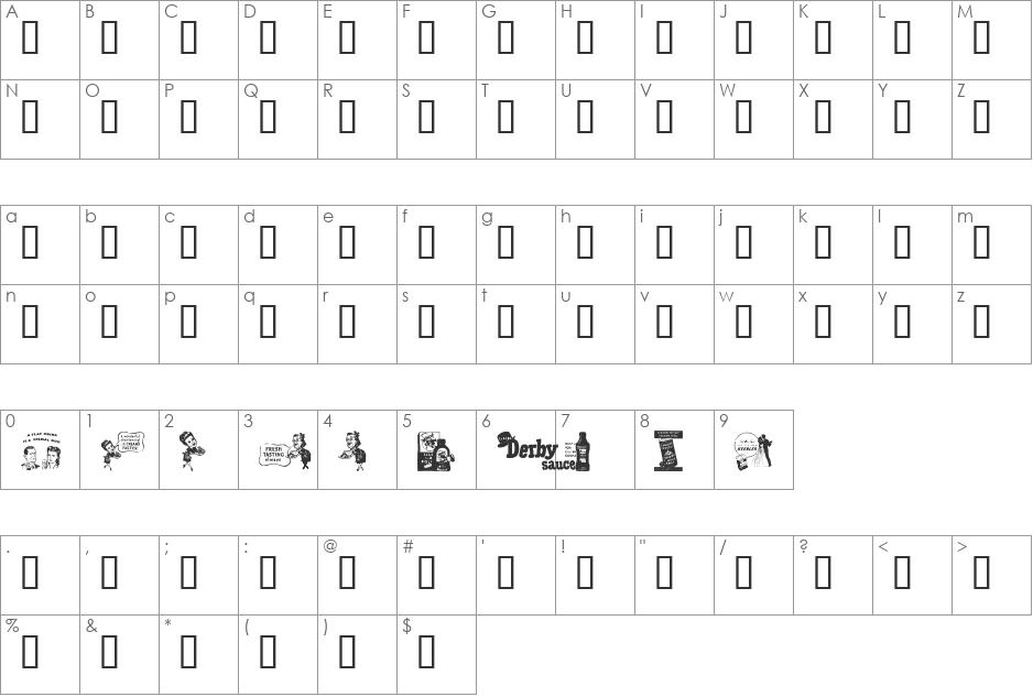 OldTimeDings Set 2 font character map preview