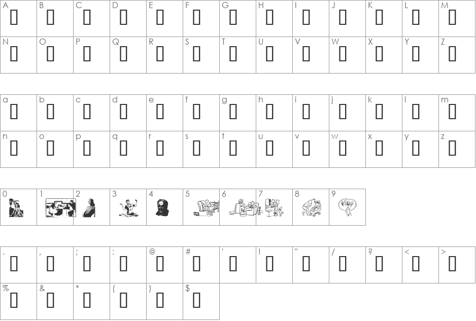 OldTimeDings Set 5 font character map preview