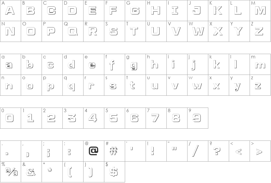 a_LineaSans3Dxtr font character map preview