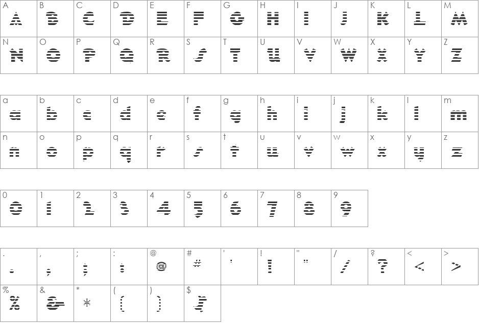 Ole-Striped font character map preview