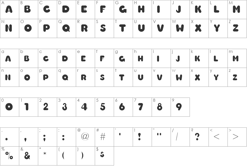 OleadaSCapsSSK font character map preview