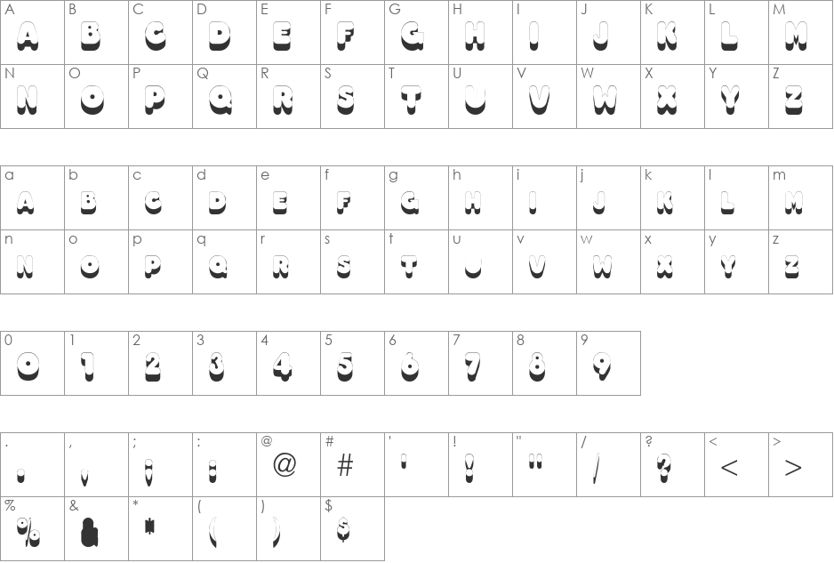 OleadsShadowSCapsSSK font character map preview