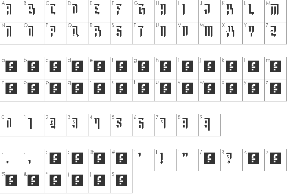 olekmo#1 font character map preview