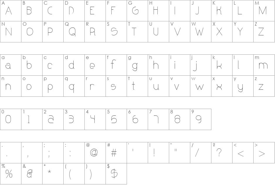 Olgassys font character map preview