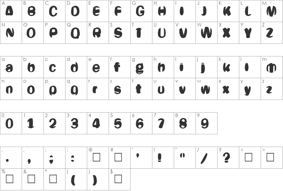 Oligarch font character map preview