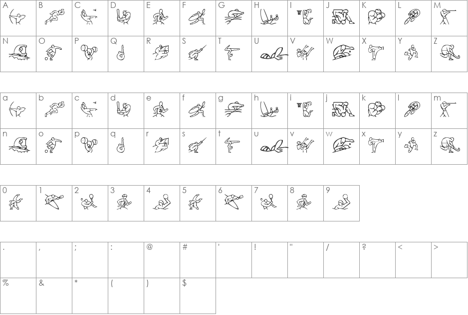 Olimpic Icons 1 font character map preview