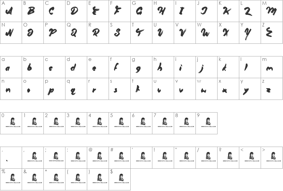 Oliver Twist font character map preview