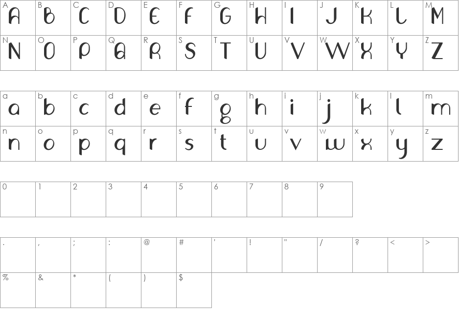 Olivia font character map preview