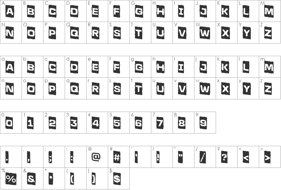 a_LineaSansCmBrkDn font character map preview
