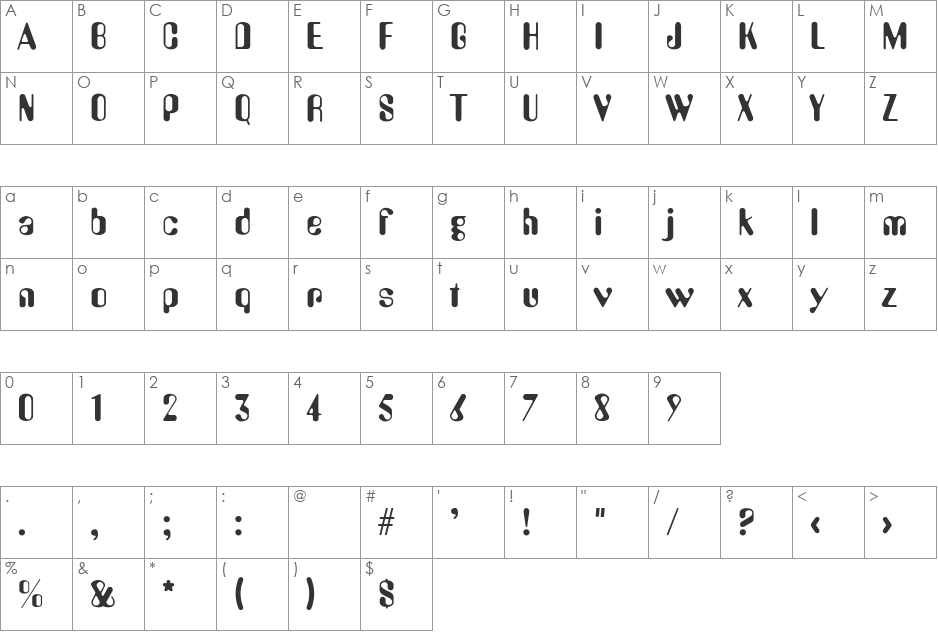 OliviaBecker font character map preview