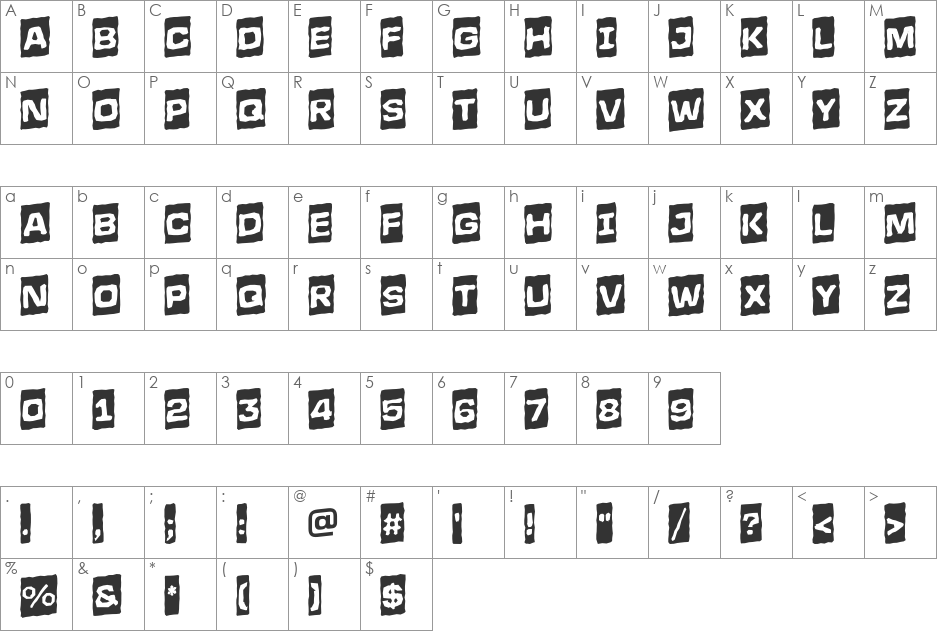 a_LineaSansCmBrkUp font character map preview