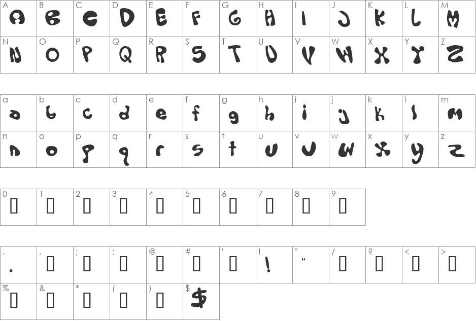 Olopus font character map preview