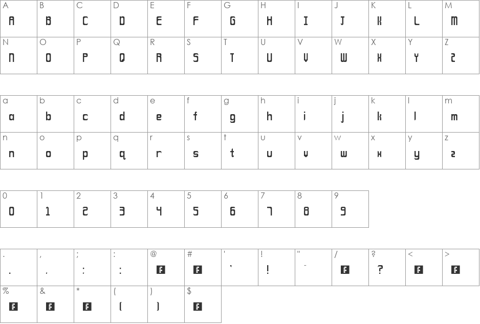 Olympia font character map preview