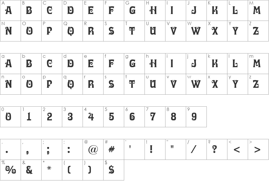 a_Lugger font character map preview