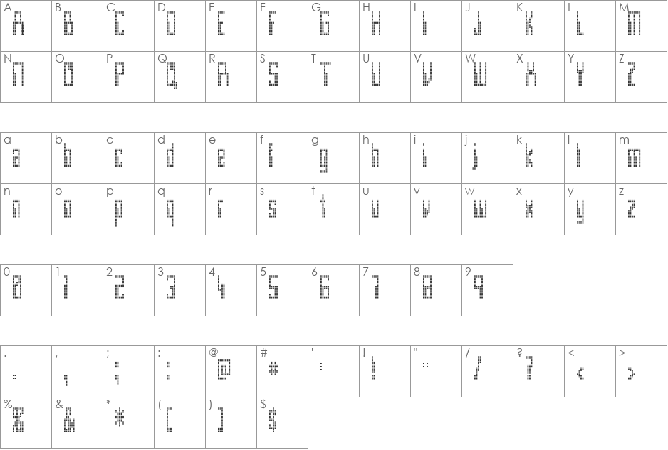 Omega font character map preview