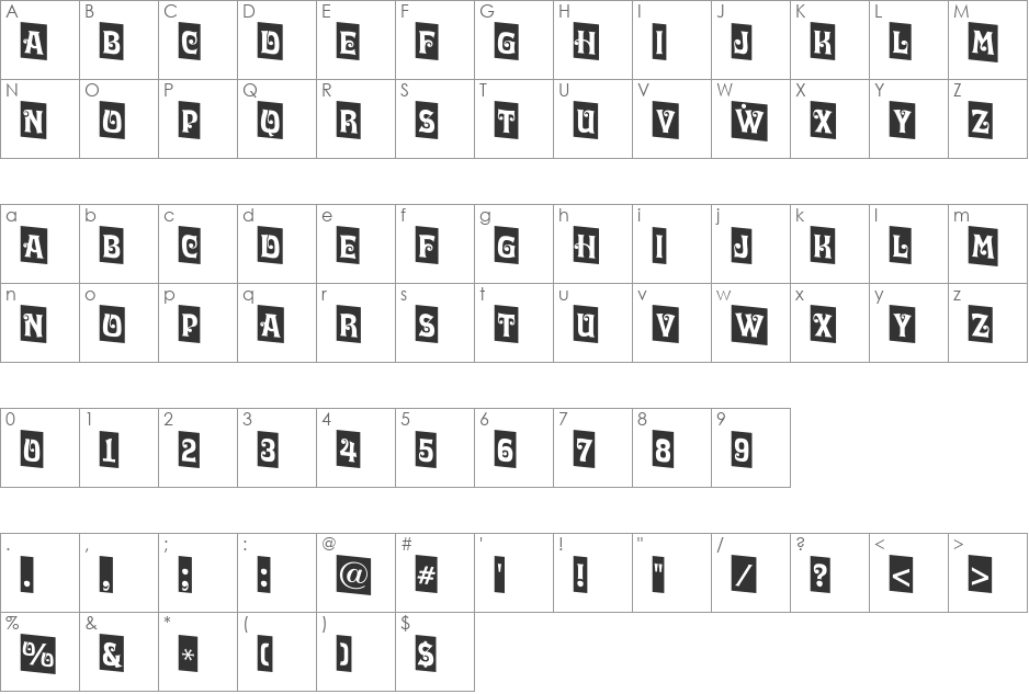 a_LuggerCmDn font character map preview