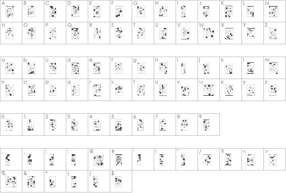 a_LuggerCmInkBl font character map preview