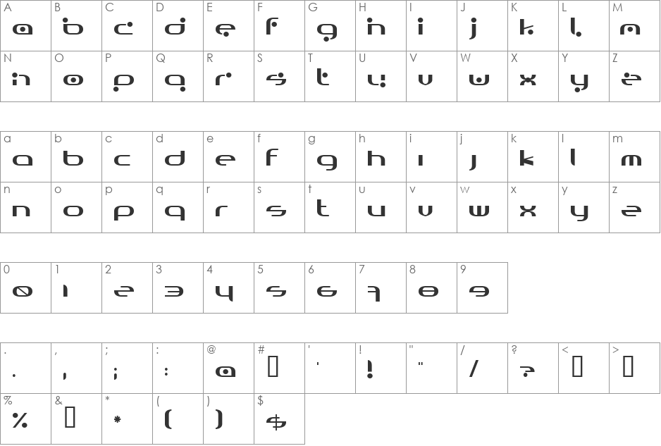 Omicron font character map preview