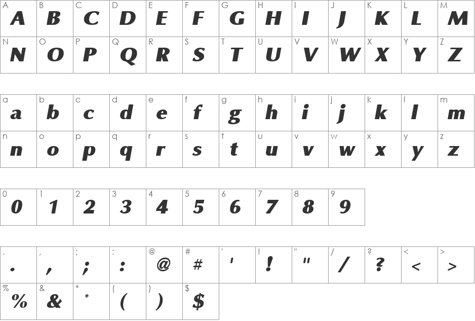 Omni Black font character map preview