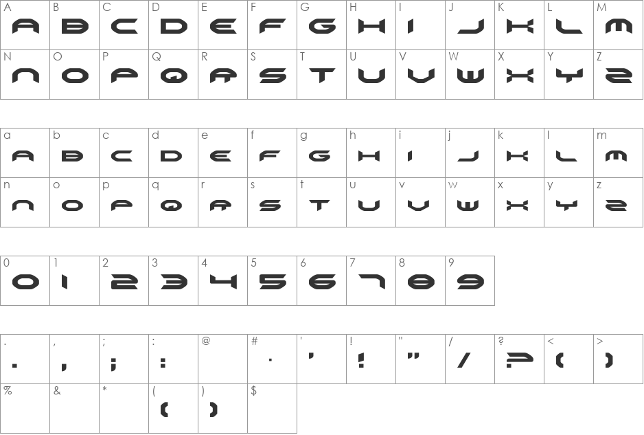 Omni Girl font character map preview