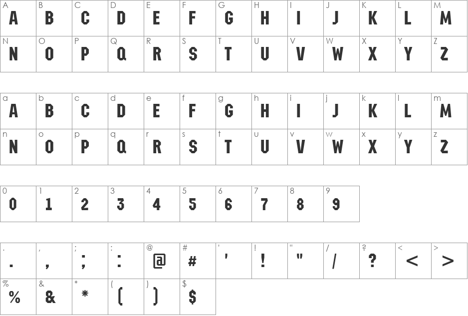 a_MachinaNova font character map preview