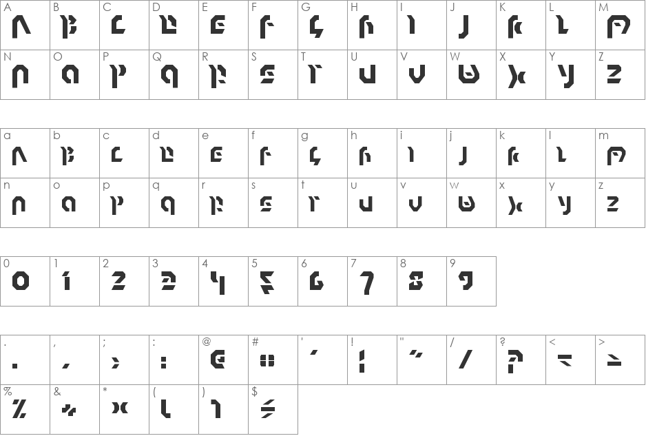 Omnicron font character map preview