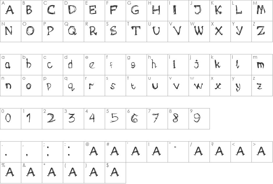 OMONG KOSONG font character map preview