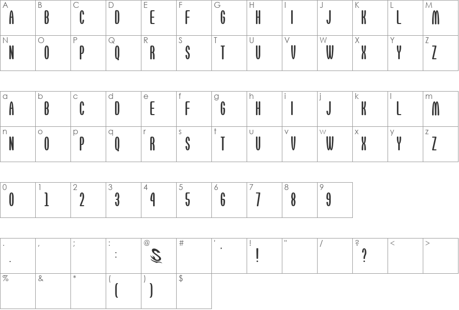 OMOTENASHI__G font character map preview