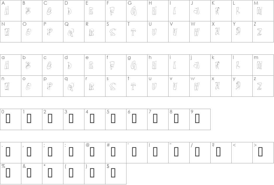 On The Edge font character map preview