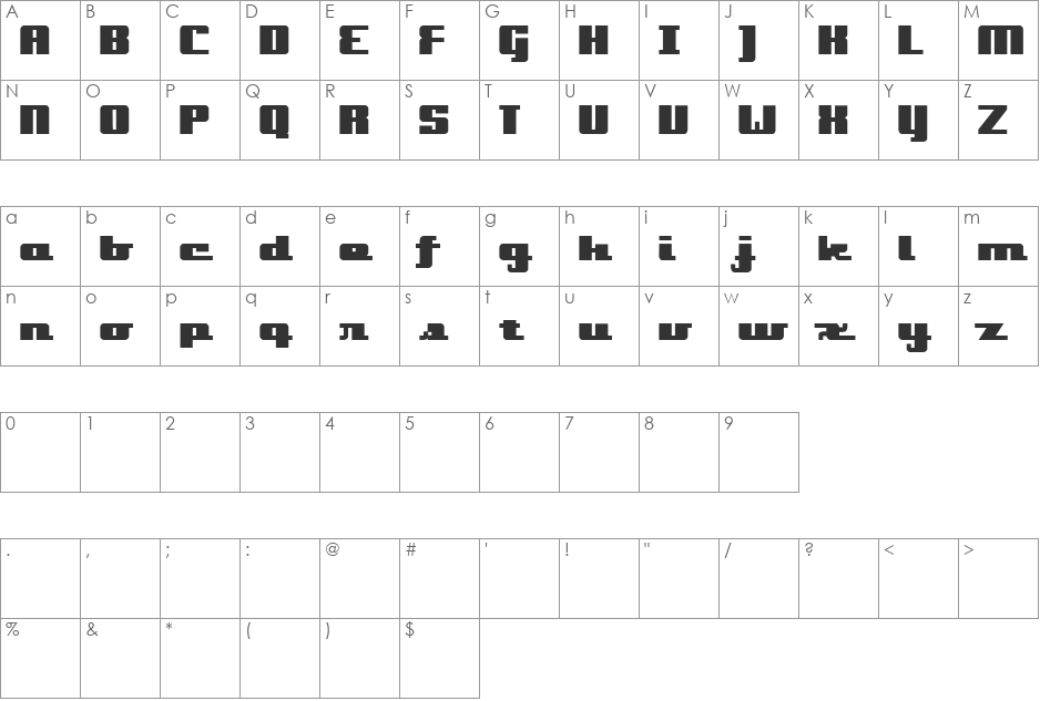 onakite font character map preview