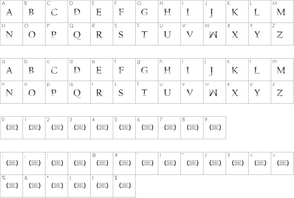 One more Day font character map preview