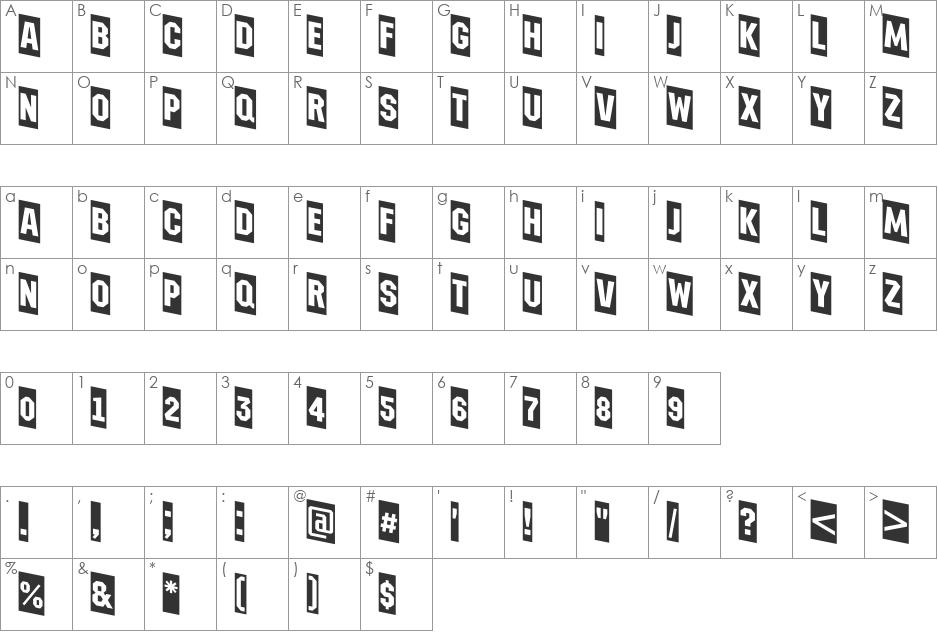 a_MachinaNovaCmDn font character map preview