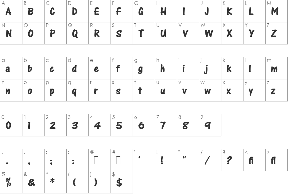 One Stroke Script Bold LET font character map preview