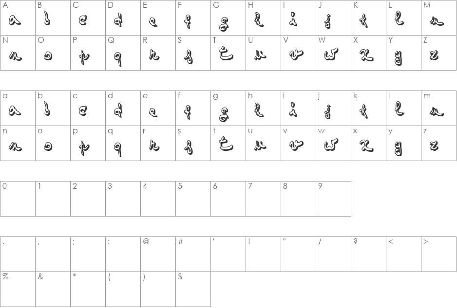 One Two Mustard font character map preview