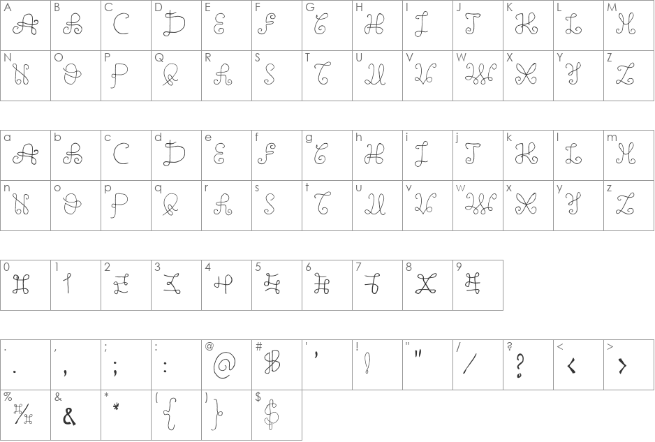 One Wild Line font character map preview