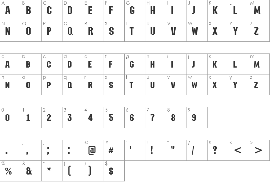 a_MachinaNovaCps font character map preview