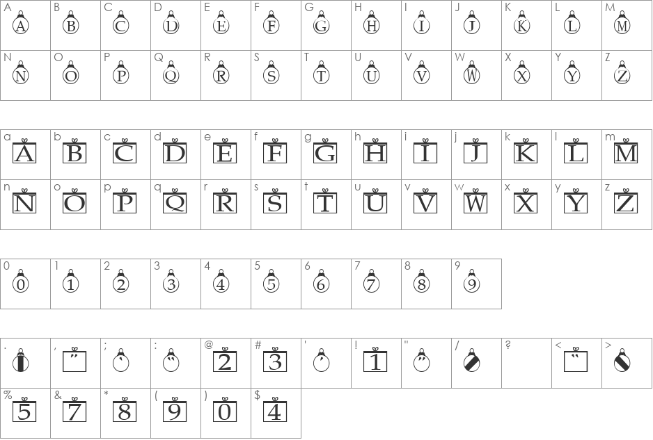 Online Gifts font character map preview
