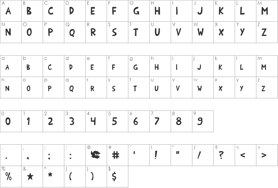 OnomatoShark! font character map preview